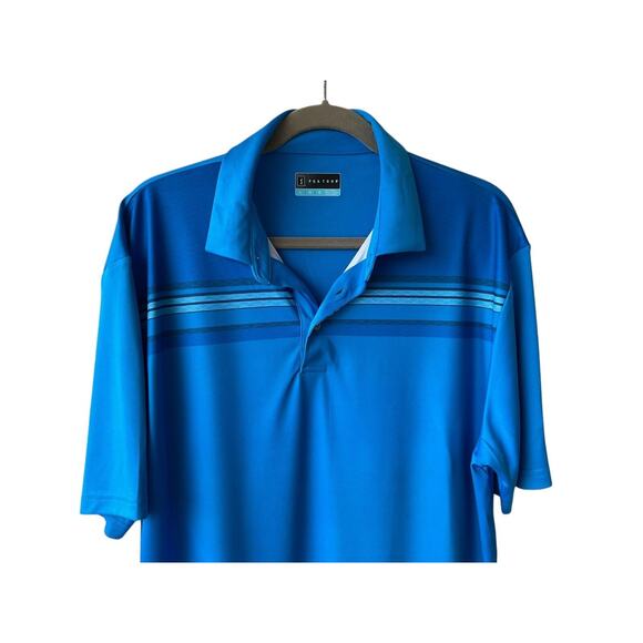 PGA Tour Golf  Men's Large Blue Polo Shirt Striped Performance Moisture Wicking - Picture 8 of 9